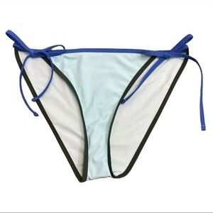 NEW aerie Tie Waist Blue Trimmed Bikini Bottoms Swim Briefs Strappy